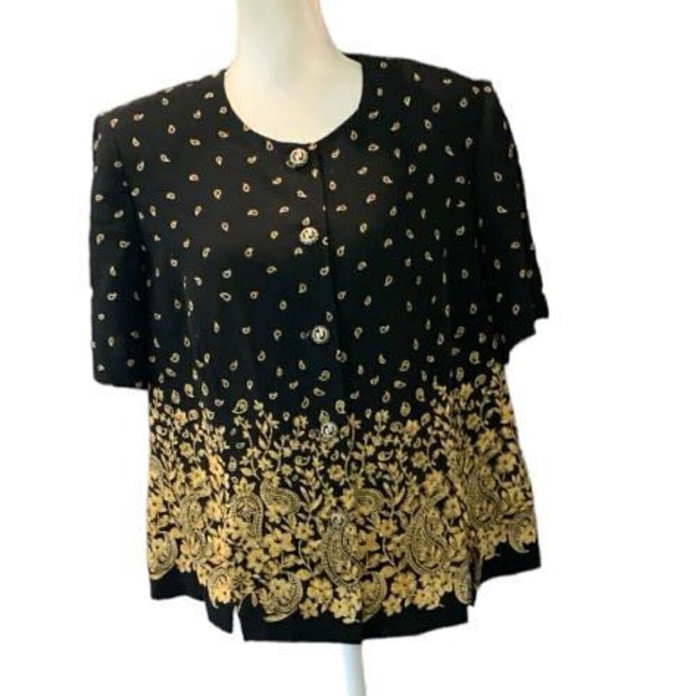 🔥🔥SALE🔥🔥Leslie Fay Vintage Short Sleeve Button Down Blouse